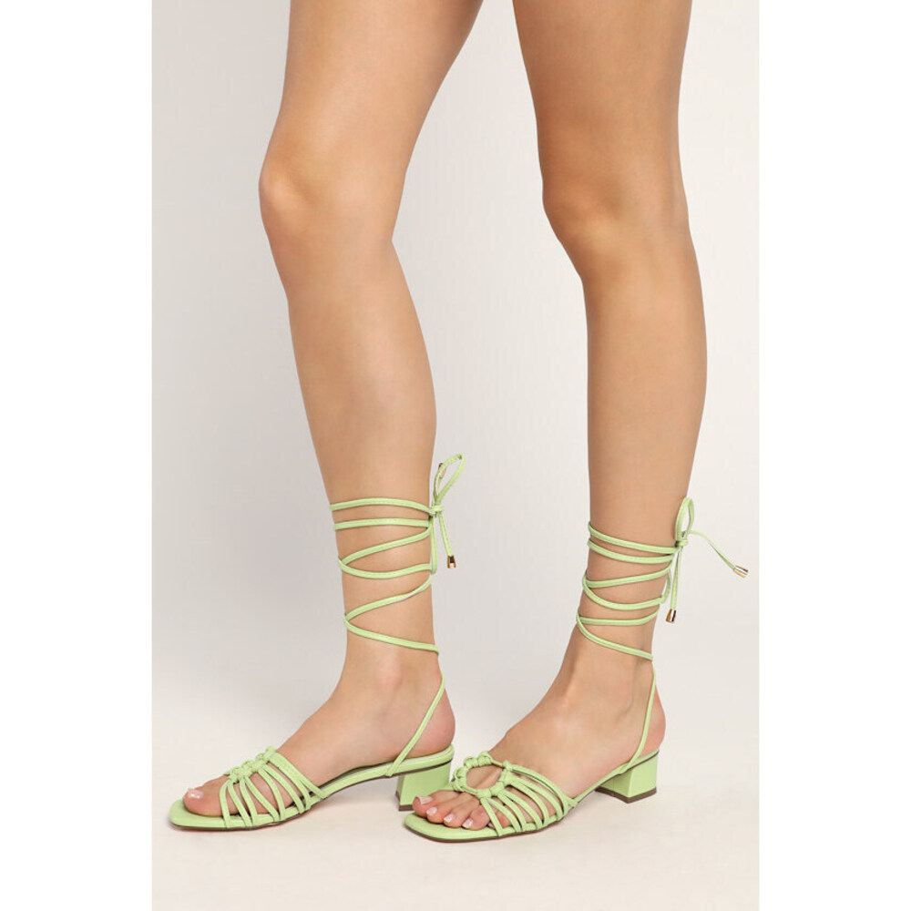 Lulus Janiyana Pistachio Lace-up High Heel Sandals Green - Size 11
